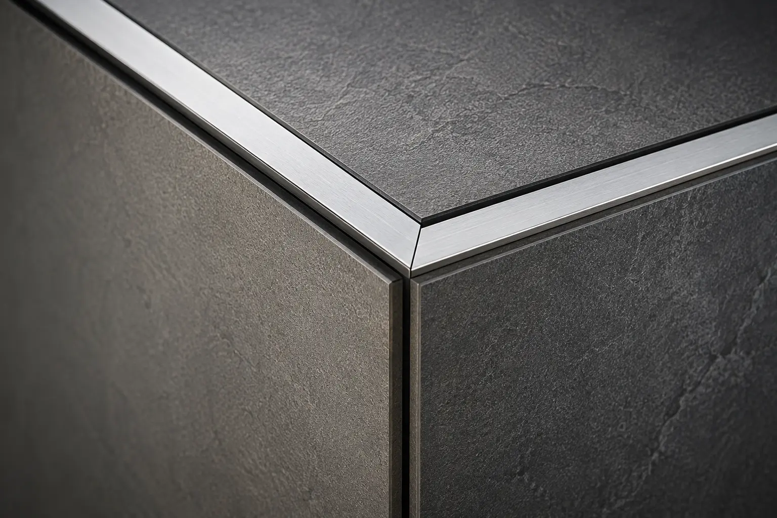 Sharp corner detail between wall and ceiling trim